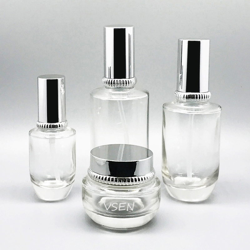 石榴瓶子套装 银色化妆品玻璃瓶现货 乳液按压瓶(图6)